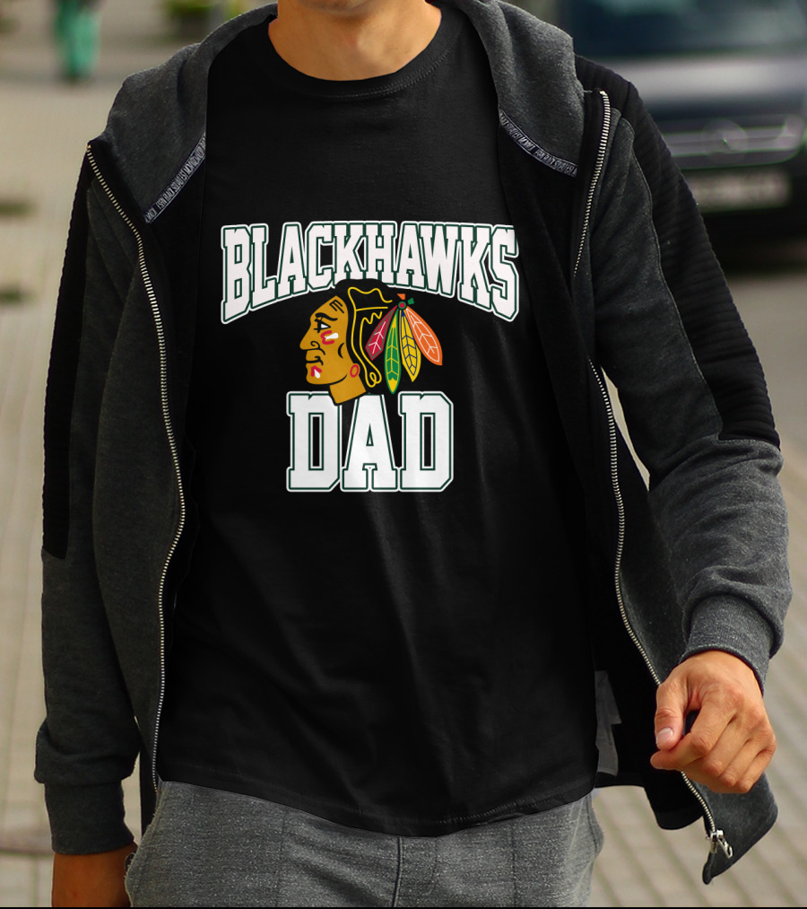 Chicago Blackhawks Dad Hockey Fan T-Shirt