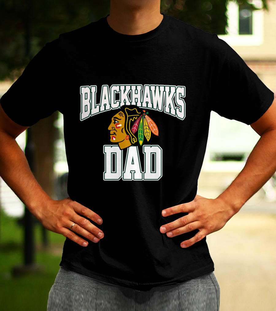 Chicago Blackhawks Dad Hockey Fan T-Shirt