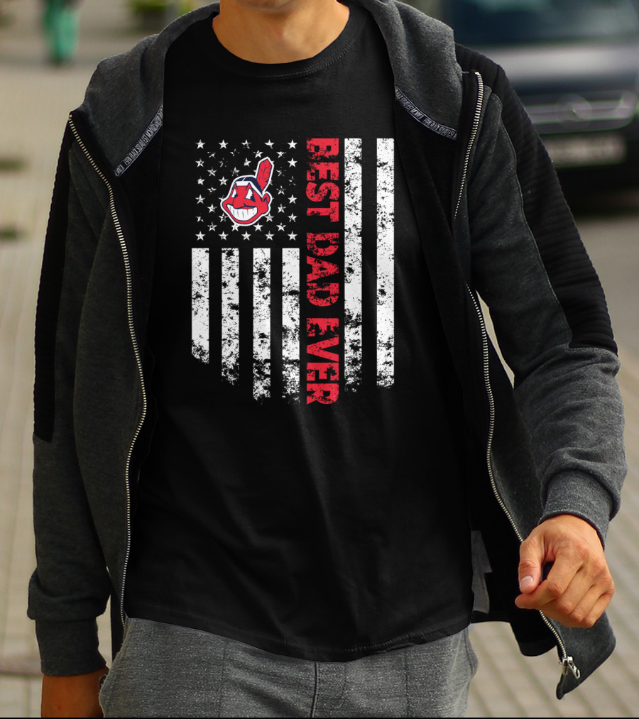Cleveland Indians Best Dad Ever U.s. Flag Theme T-Shirt