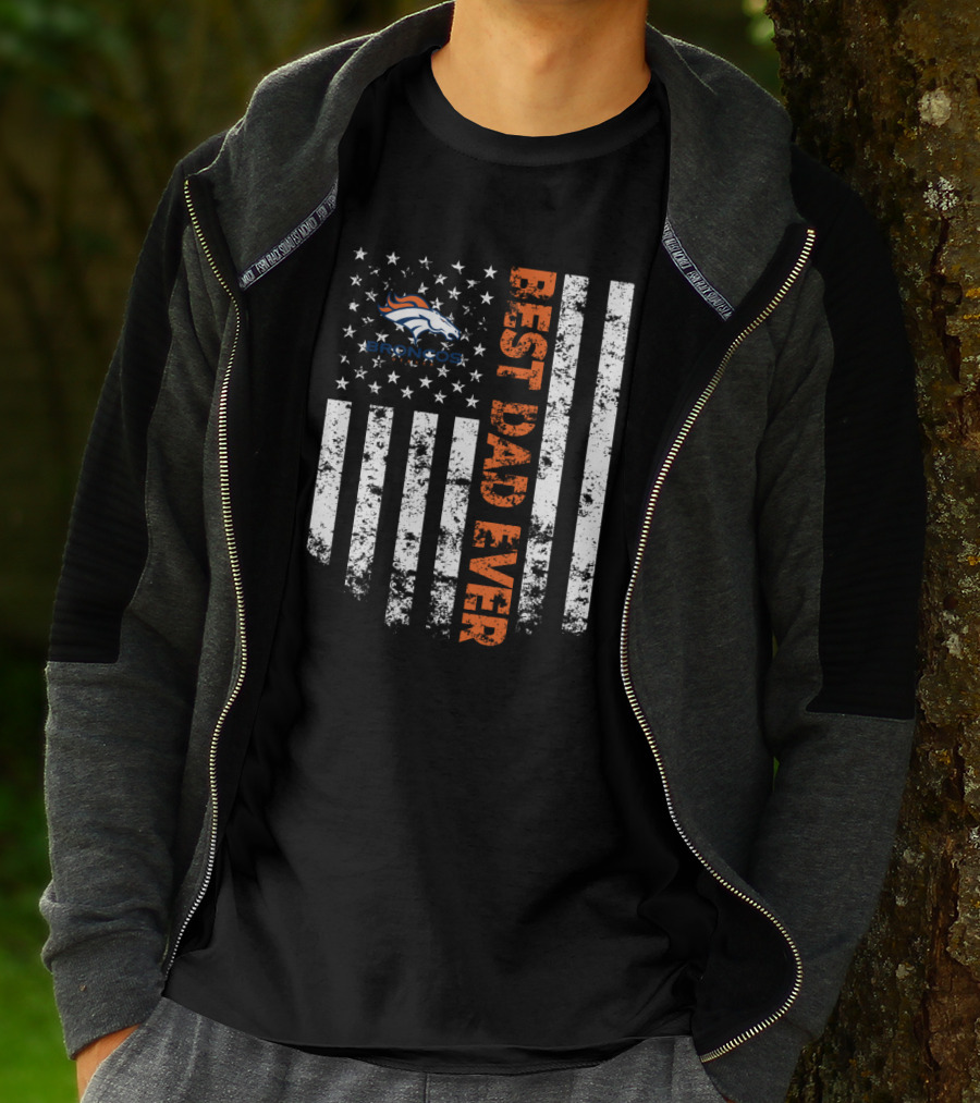 Best Denver Broncos Dad Ever Flag T-Shirt
