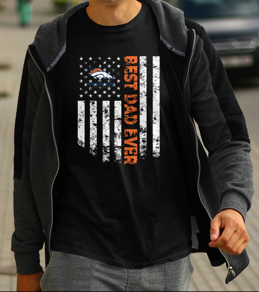 Best Denver Broncos Dad Ever Flag T-Shirt