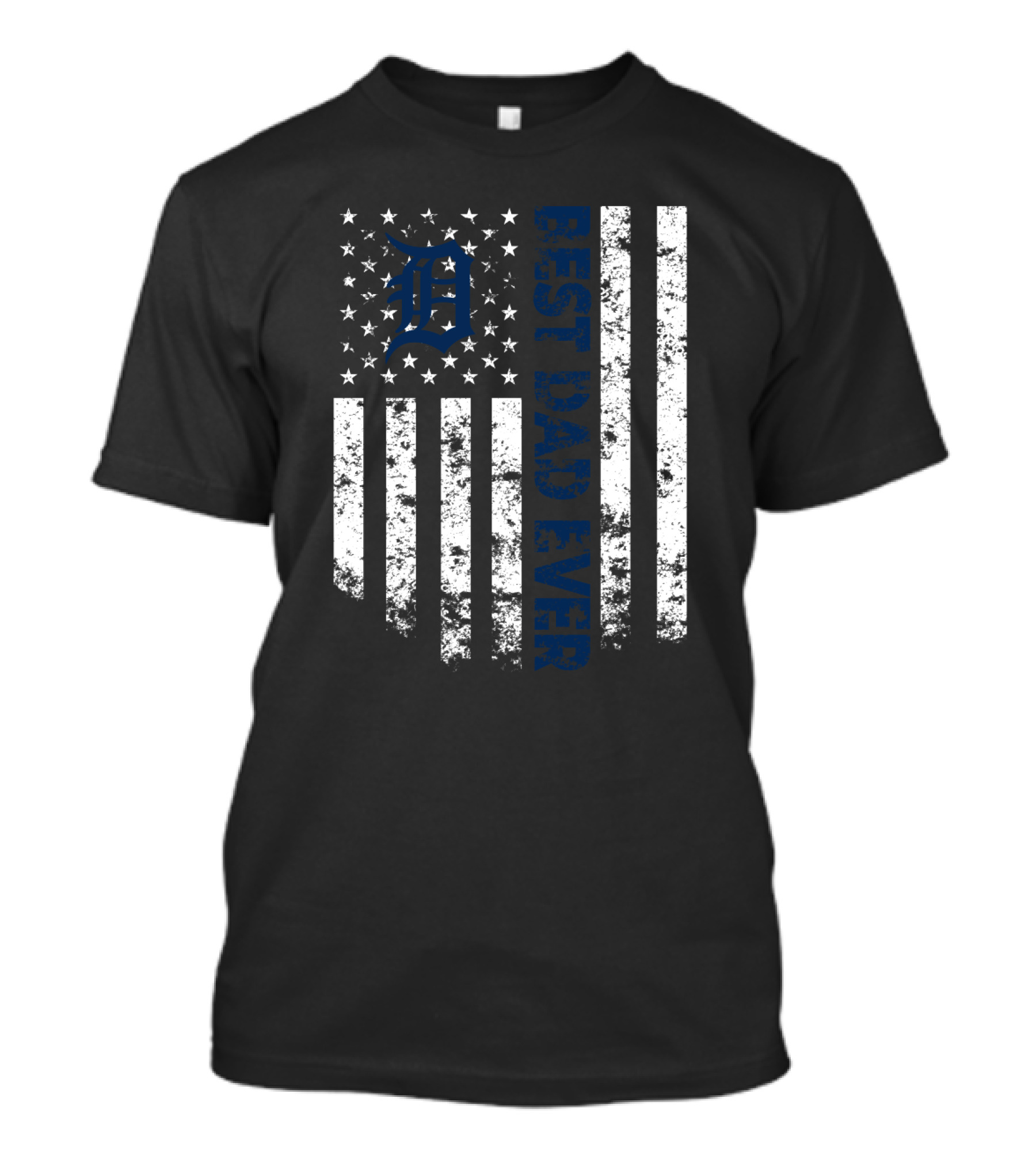 Best Dad Ever Detroit Tigers American Flag Stripes T-Shirt