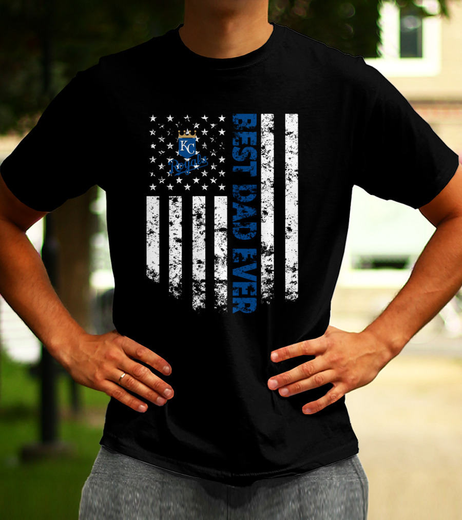 Best Kansas City Royals Dad Ever American Flag Style T-Shirt