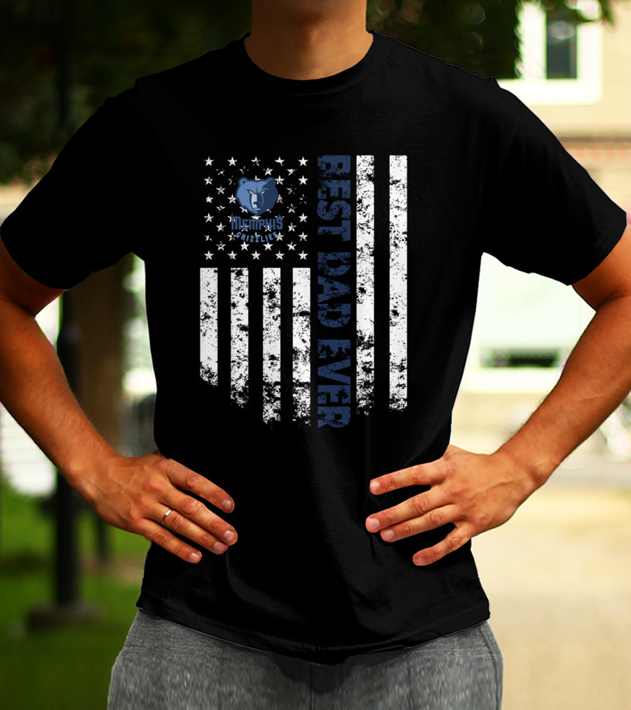Memphis Grizzlies Best Dad Ever Flag Stripes T-Shirt