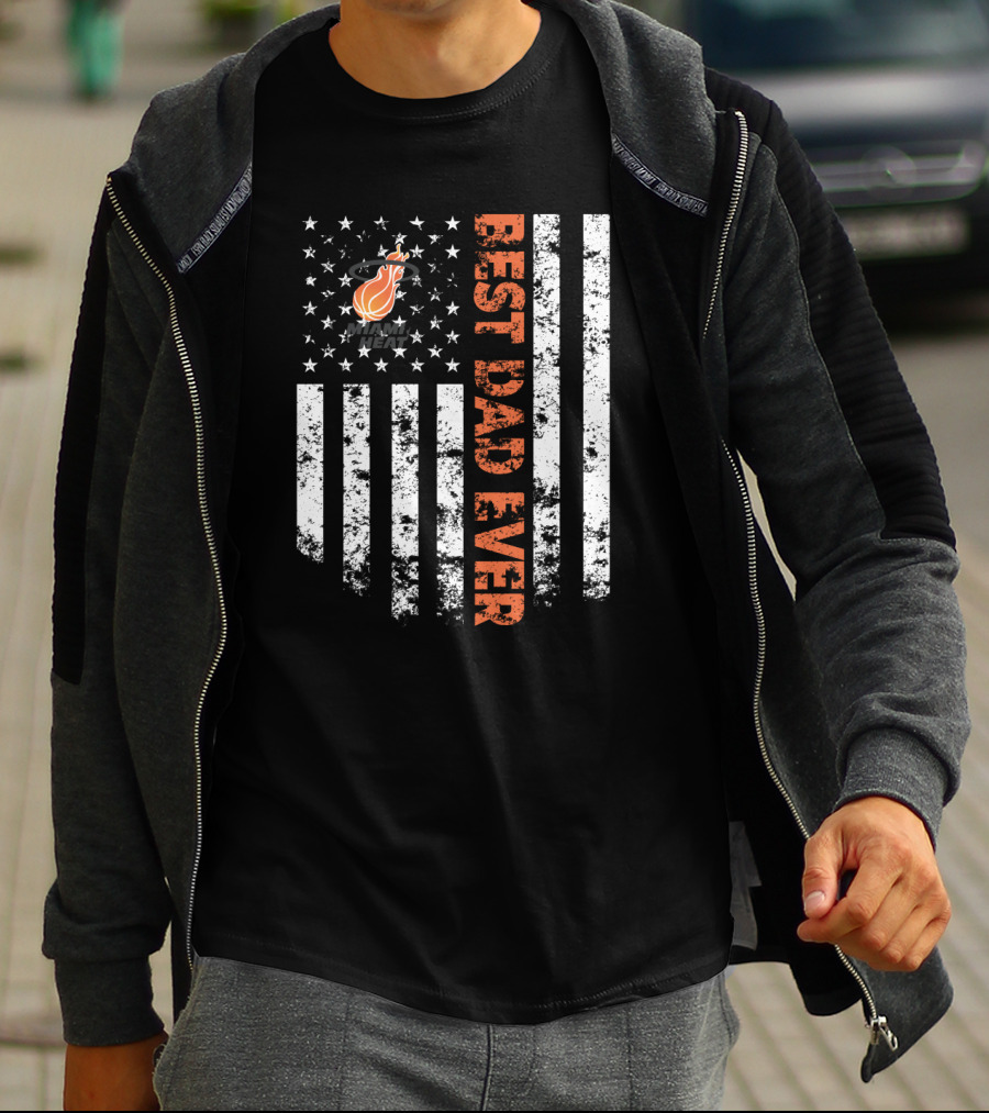 Best Miami Heat Dad Ever Flag Style T-Shirt