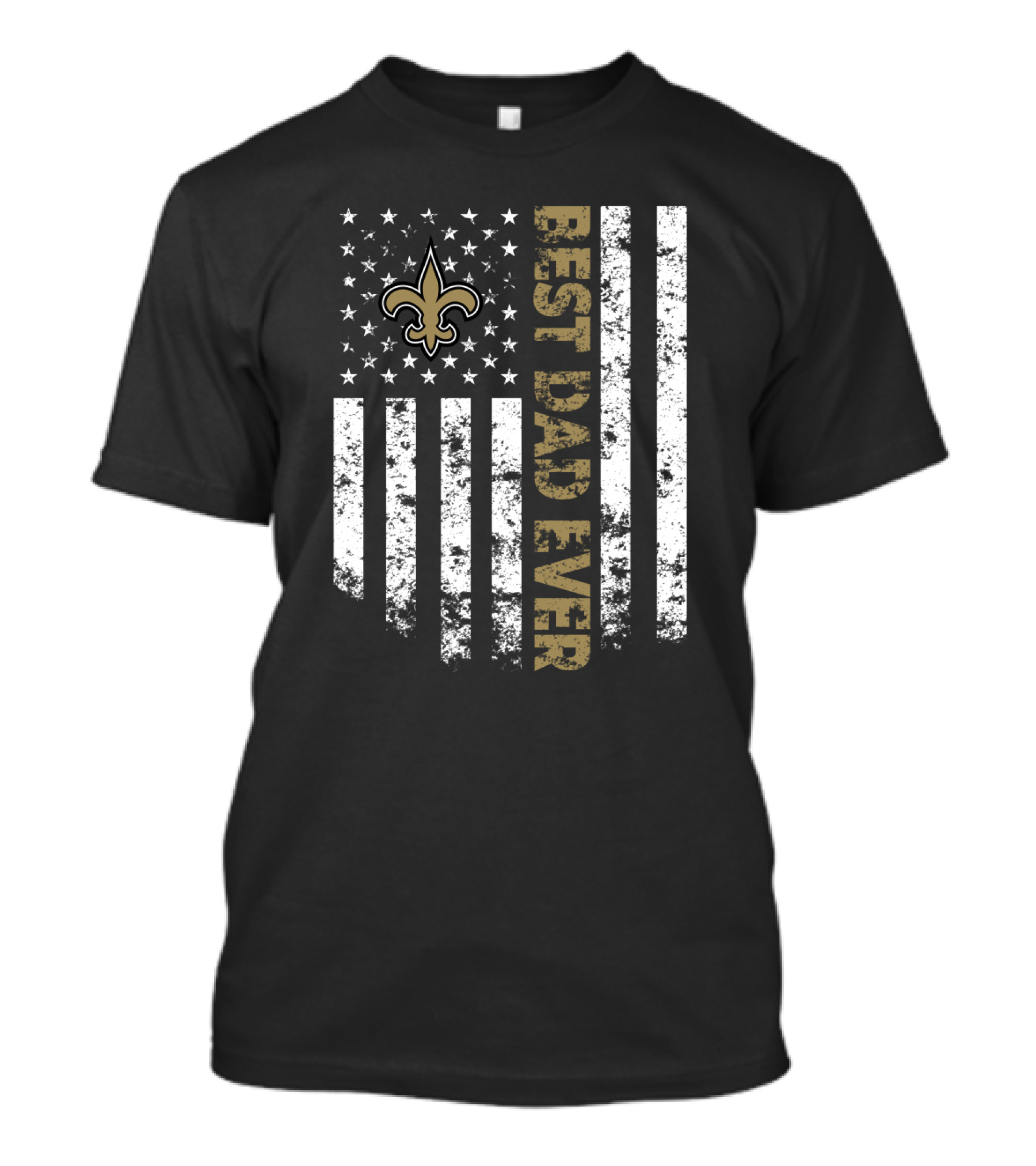 Best New Orleans Saints Dad Ever American Flag Stars Fleur-De-Lis T-Shirt