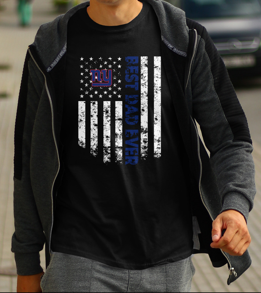 Best New York Giants Dad Ever American Flag T-Shirt
