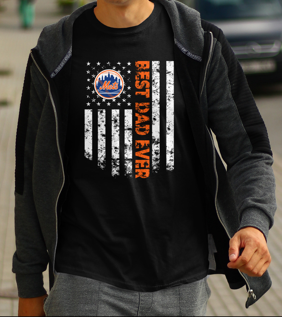New York Mets Best Dad Ever Stars And Stripes T-Shirt