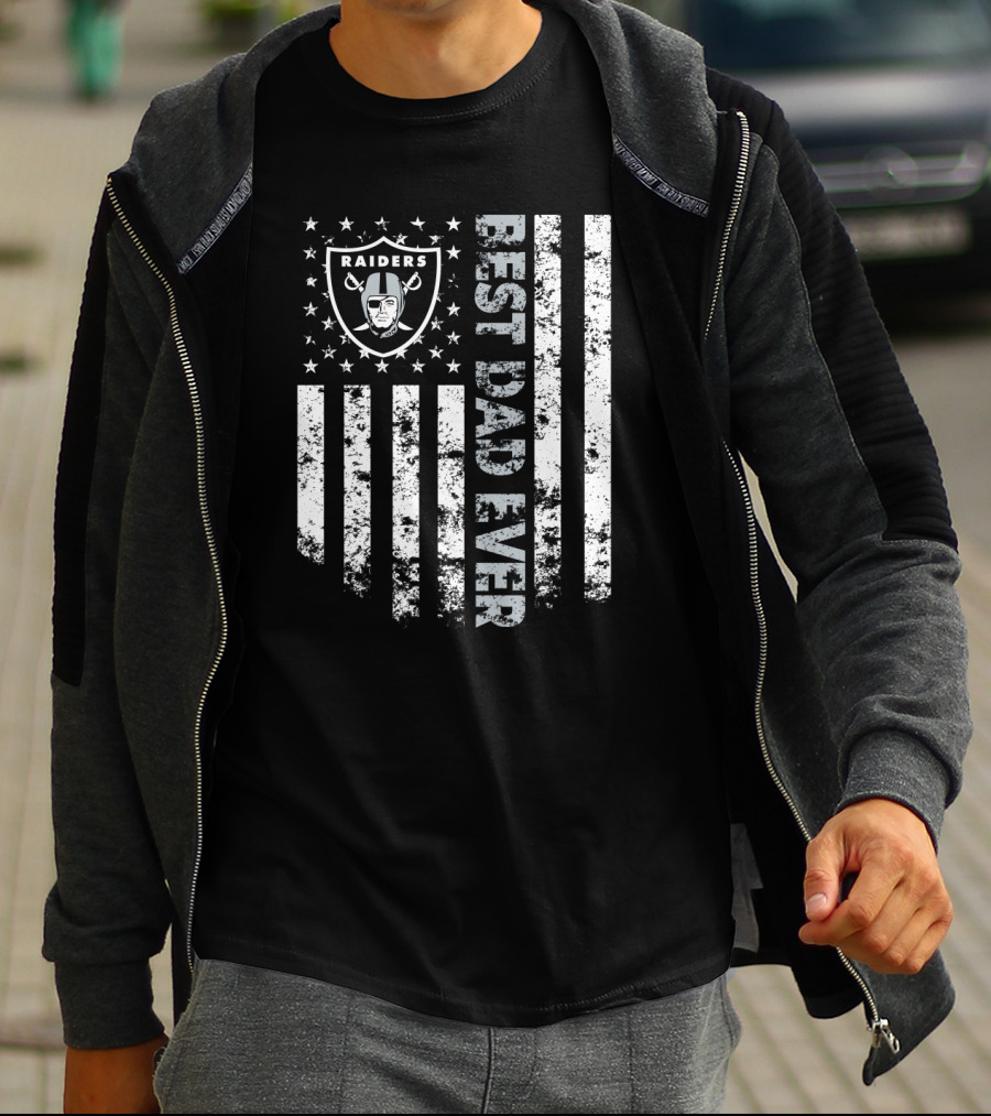 Raiders Best Dad Ever American Flag T-Shirt