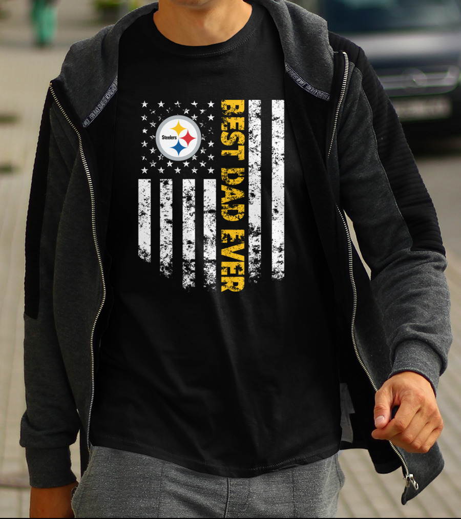 Pittsburgh Steelers Best Dad Ever Flag T-Shirt