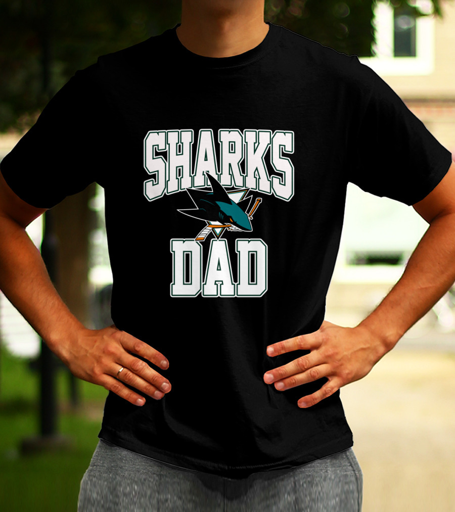 San Jose Sharks Dad Bold Text With Iconic Shark T-Shirt
