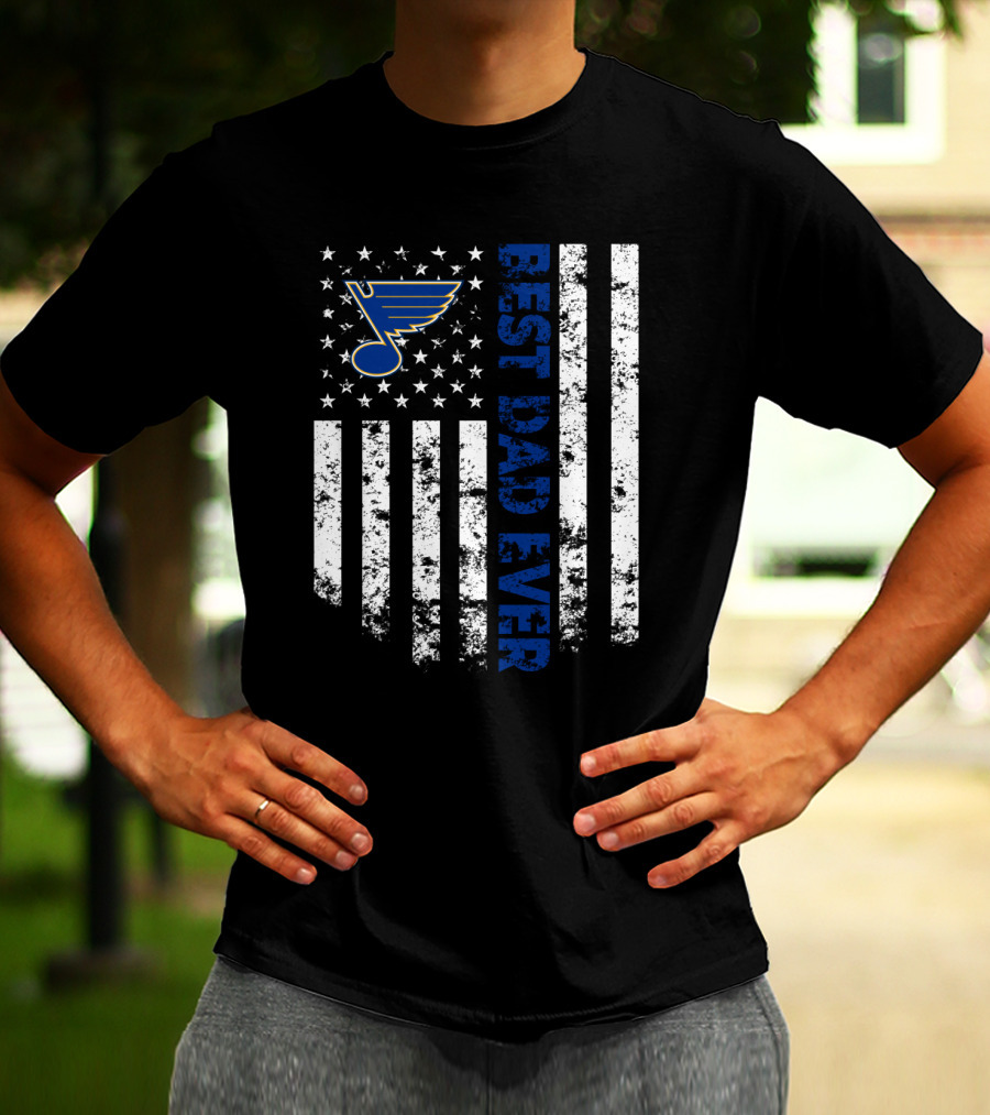 St. Louis Blues Best Dad Ever American Flag T-Shirt