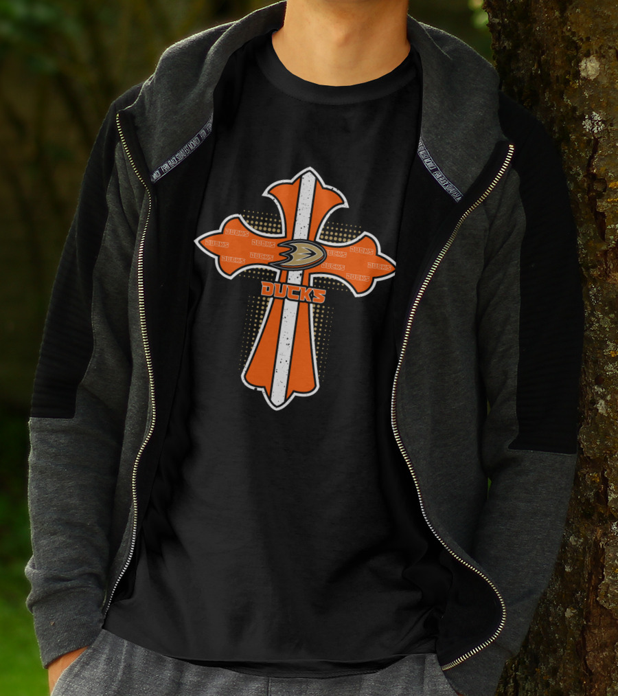 Anaheim Ducks Cross For Fans And Jesus Faith Symbols T-Shirt