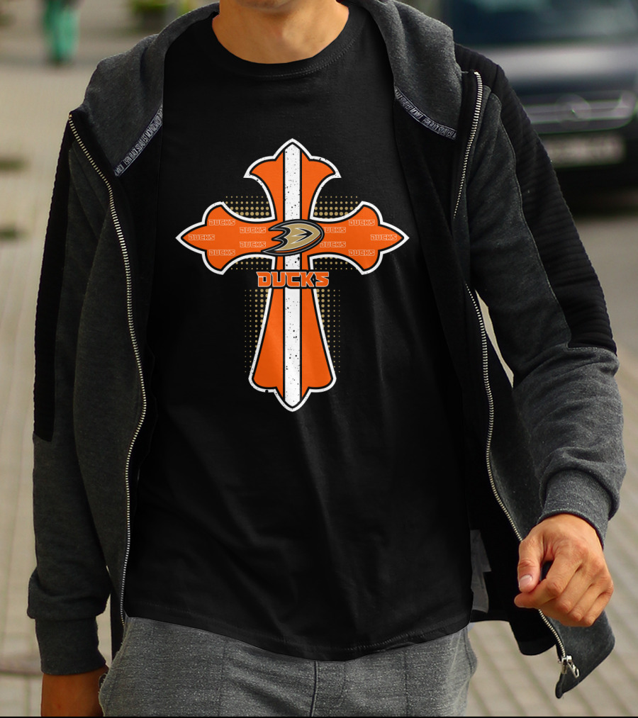 Anaheim Ducks Cross For Fans And Jesus Faith Symbols T-Shirt