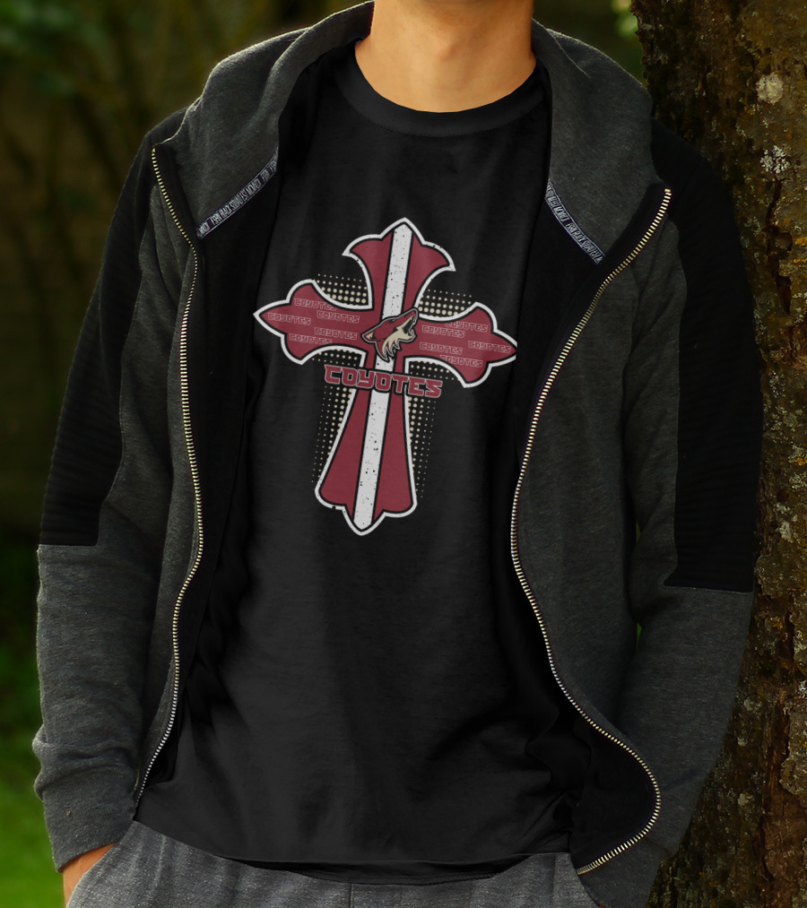 Coyotes Cross With Jesus And Arizona Coyotes Team T-Shirt
