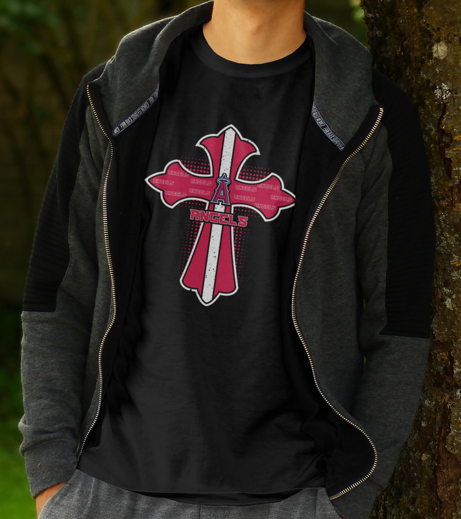 Angels Cross Design For Jesus And Los Angeles Angels Fans T-Shirt
