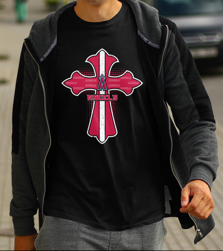 Angels Cross Design For Jesus And Los Angeles Angels Fans T-Shirt