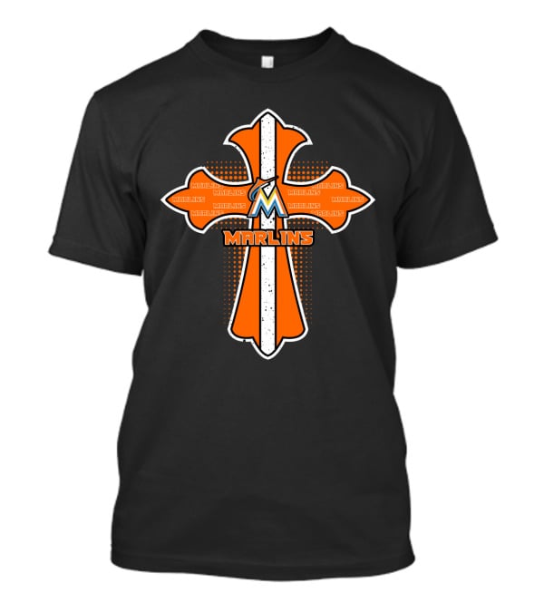 Marlins Cross Design For Jesus Fans And Miami Marlins Enthusiasts T-Shirt