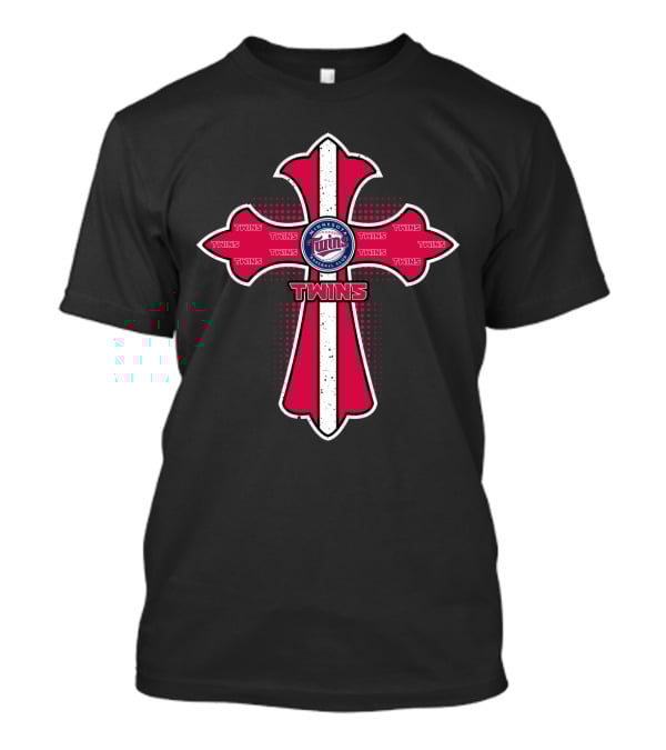 Minnesota Twins Cross With Logo And Team Name Emblem T-Shirt