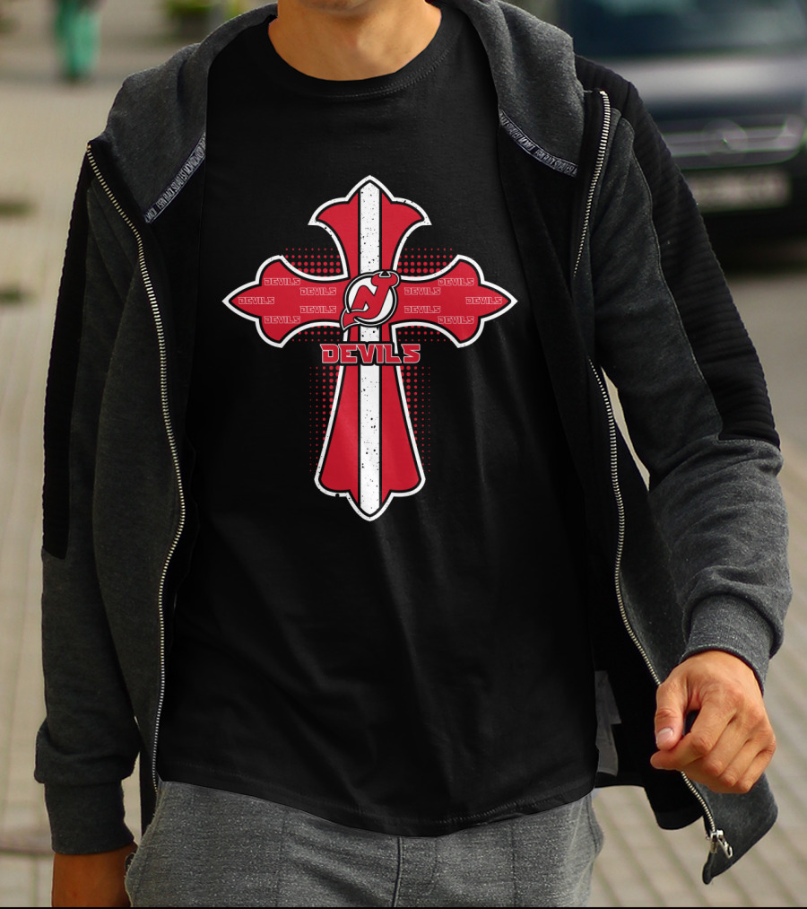 New Jersey Devils Red Cross Design For Faithful Fans T-Shirt