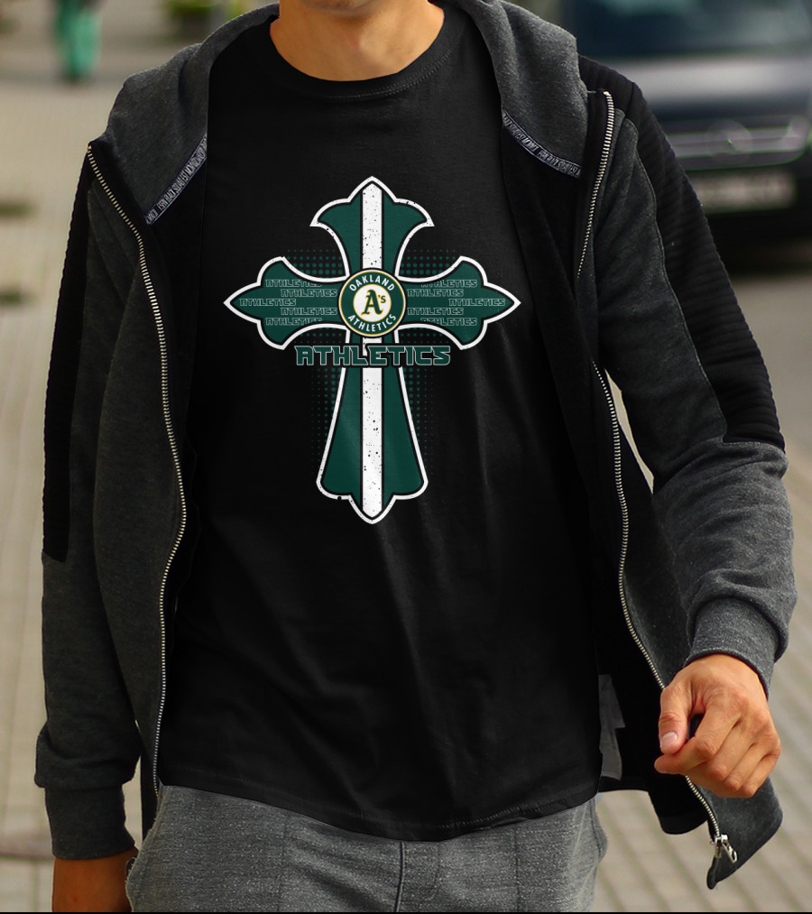 Oakland Athletics A's Cross Athletics Fans Christian Iconography T-Shirt