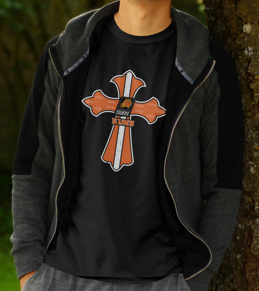 Cross Featuring Phoenix Suns Logo And Text For Jesus And Fans T-Shirt