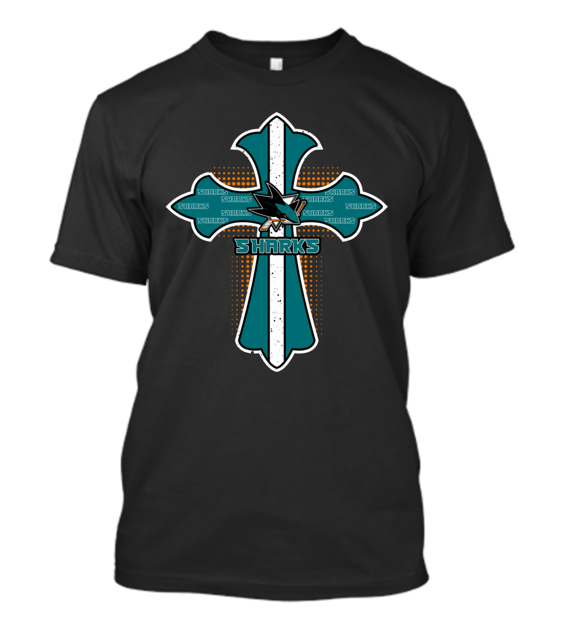 Cross With Sharks Logo For San Jose Fans T-Shirt