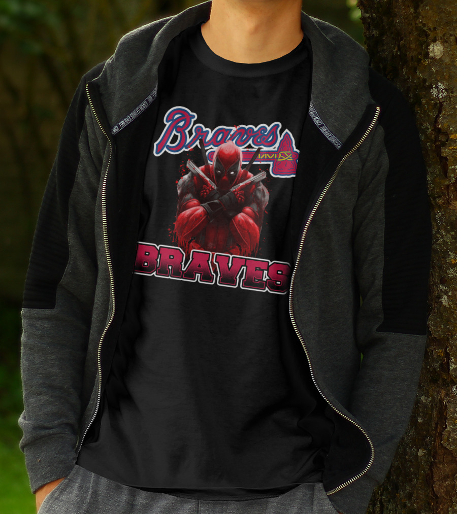 Braves Logo With Deadpool Crossover For Atlanta Braves And Marvel Fans T-Shirt
