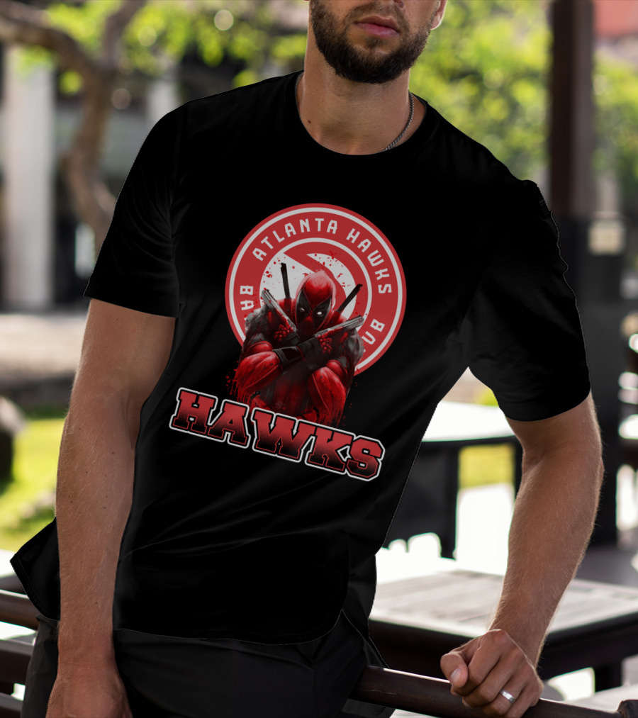 Atlanta Hawks Deadpool Logo Crossover Fan T-Shirt