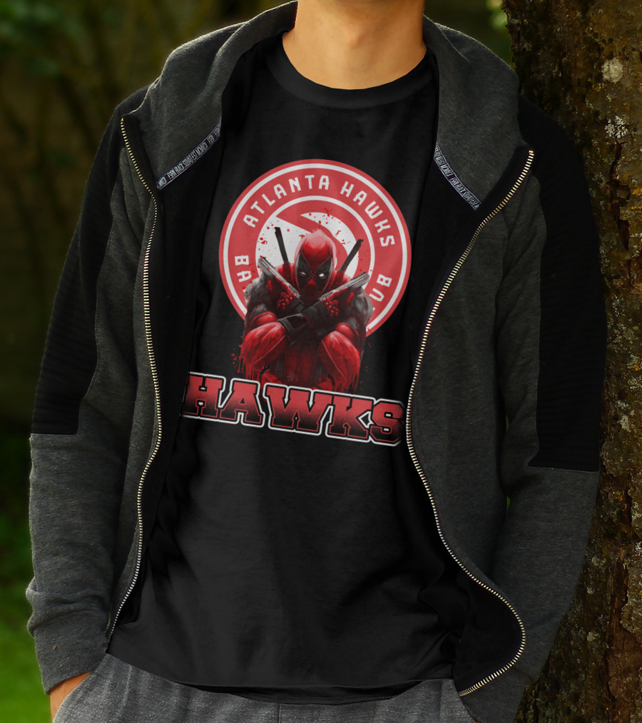 Atlanta Hawks Deadpool Logo Crossover Fan T-Shirt