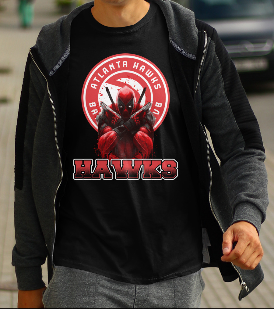 Atlanta Hawks Deadpool Logo Crossover Fan T-Shirt