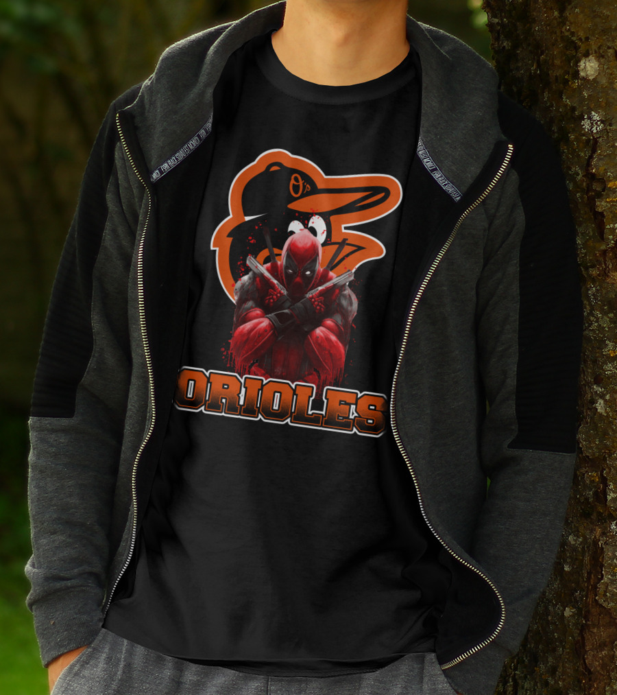 Baltimore Orioles Deadpool Crossover Fan Logo Orioles T-Shirt