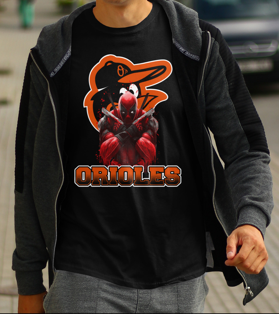 Baltimore Orioles Deadpool Crossover Fan Logo Orioles T-Shirt