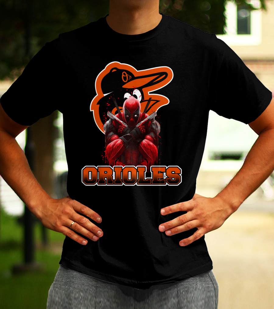 Baltimore Orioles Deadpool Crossover Fan Logo Orioles T-Shirt
