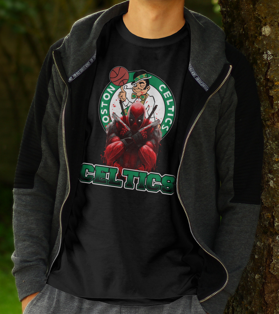 Boston Celtics Deadpool Mashup Crossover Fan T-Shirt