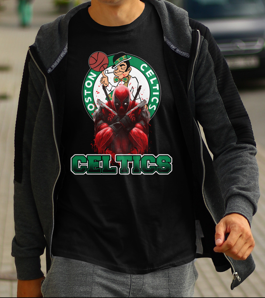 Boston Celtics Deadpool Mashup Crossover Fan T-Shirt