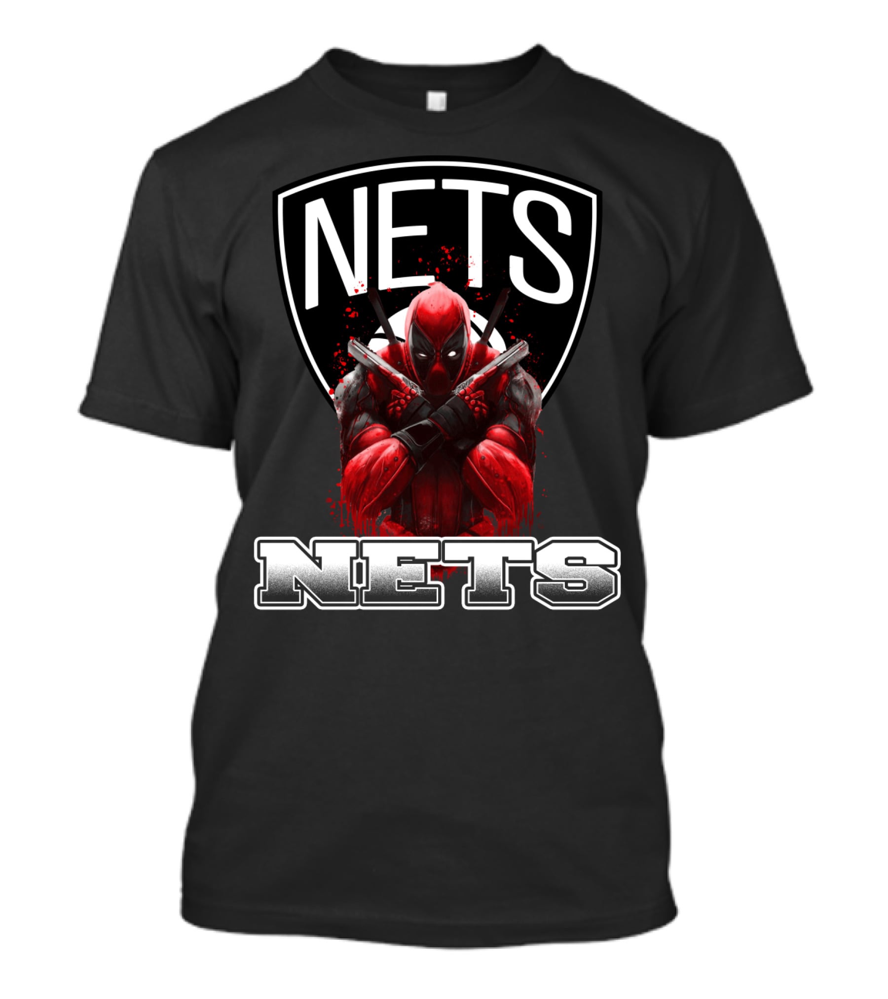 Brooklyn Nets Deadpool Crossover Fans Basketball And Comics T-Shirt
