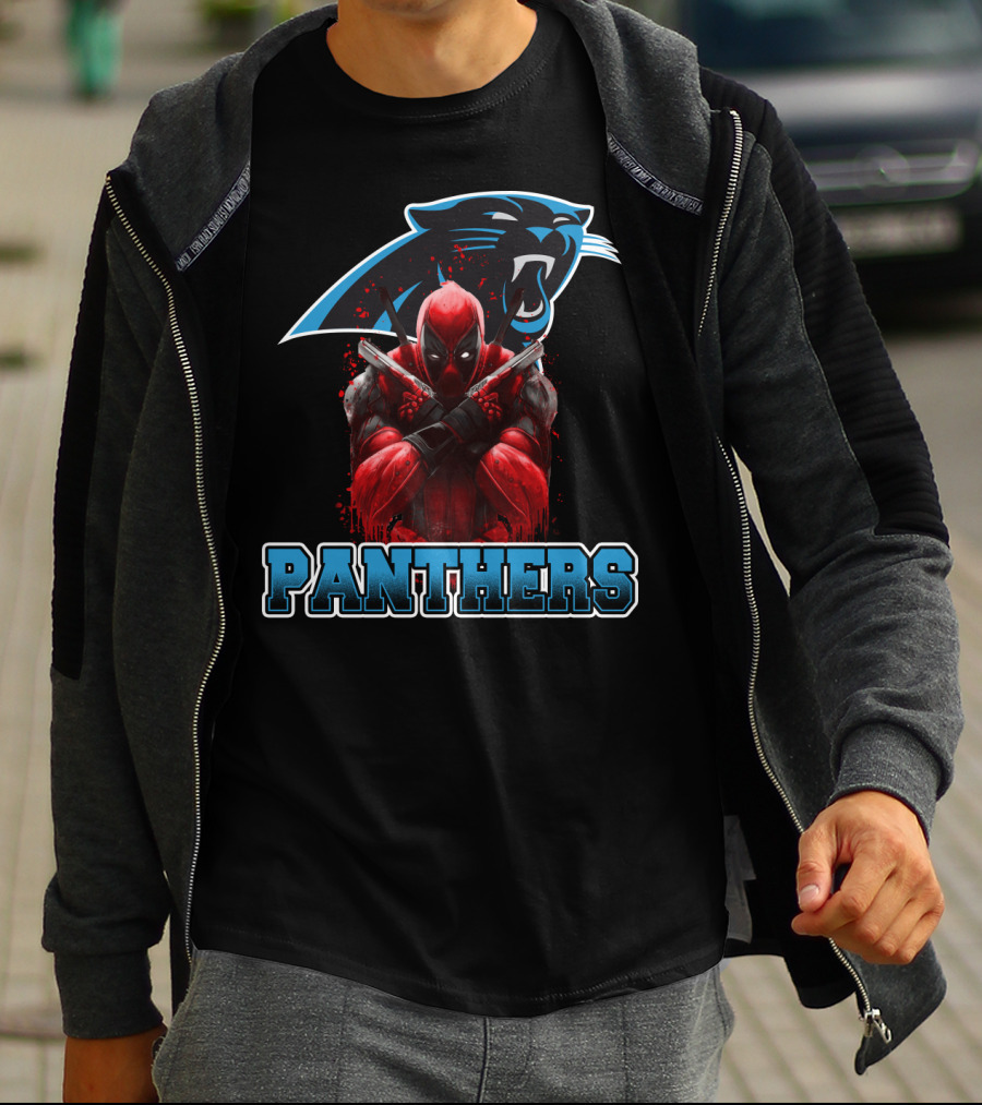 Carolina Panthers Deadpool Crossover Fan Favorite Collaboration T-Shirt