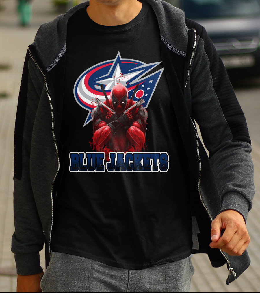 Columbus Blue Jackets Deadpool Crossover NHL Fans T-Shirt