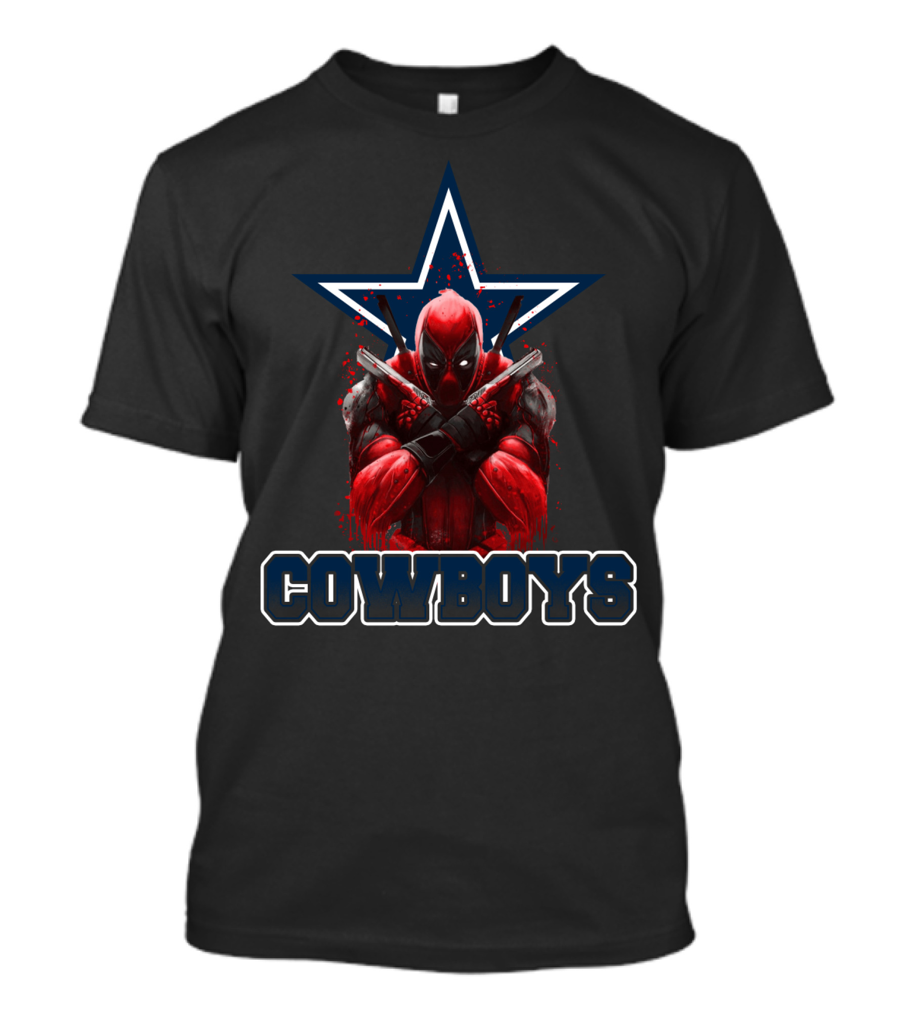 Cowboys Deadpool Crossover With Dallas Star And Bold Typography T-Shirt