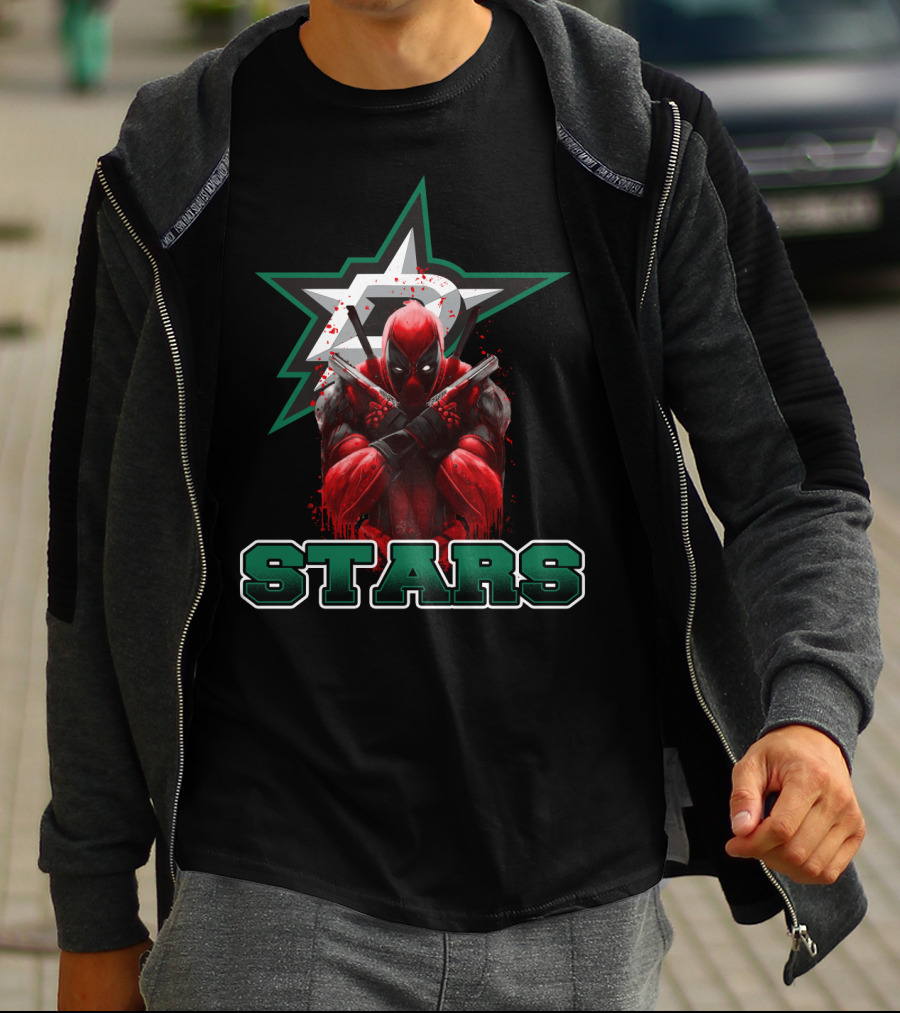 Deadpool Dallas Stars Crossover Fans Recognize Iconic Marvel Hockey Fusion T-Shirt