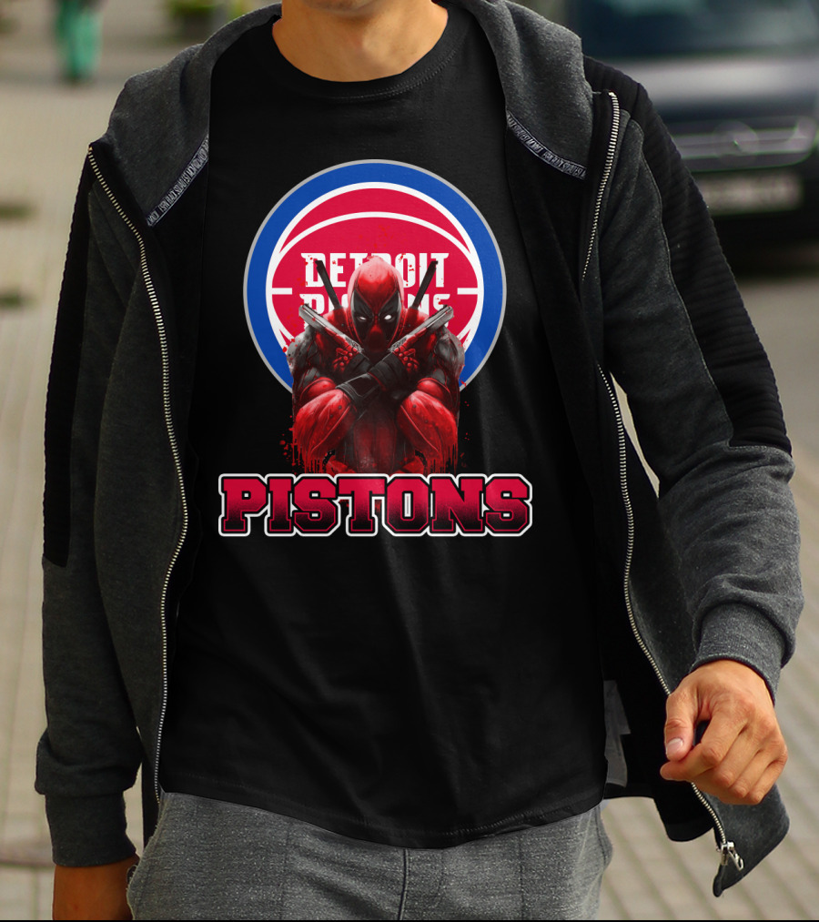 Detroit Pistons Deadpool Mashup Fan Merchandise T-Shirt