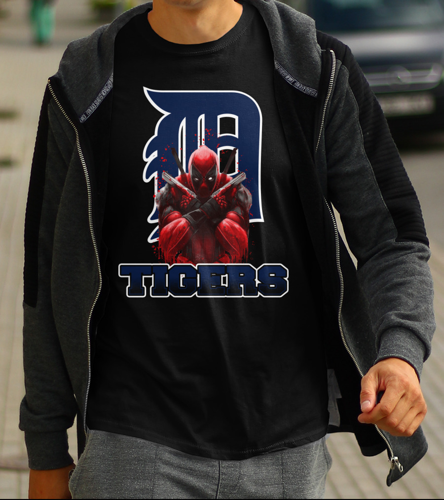 Detroit Tigers Deadpool Crossover With Iconic 'D' Logo And Character T-Shirt