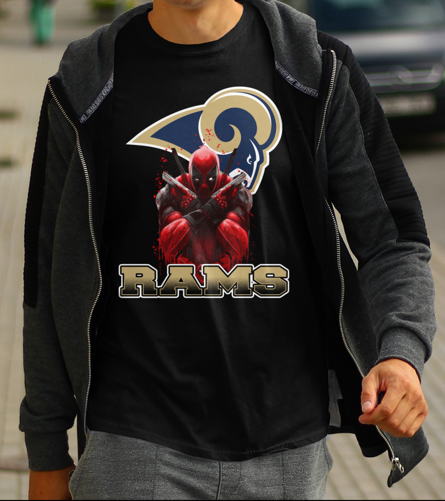 Rams And Deadpool Crossover With Los Angeles NFL T-Shirt