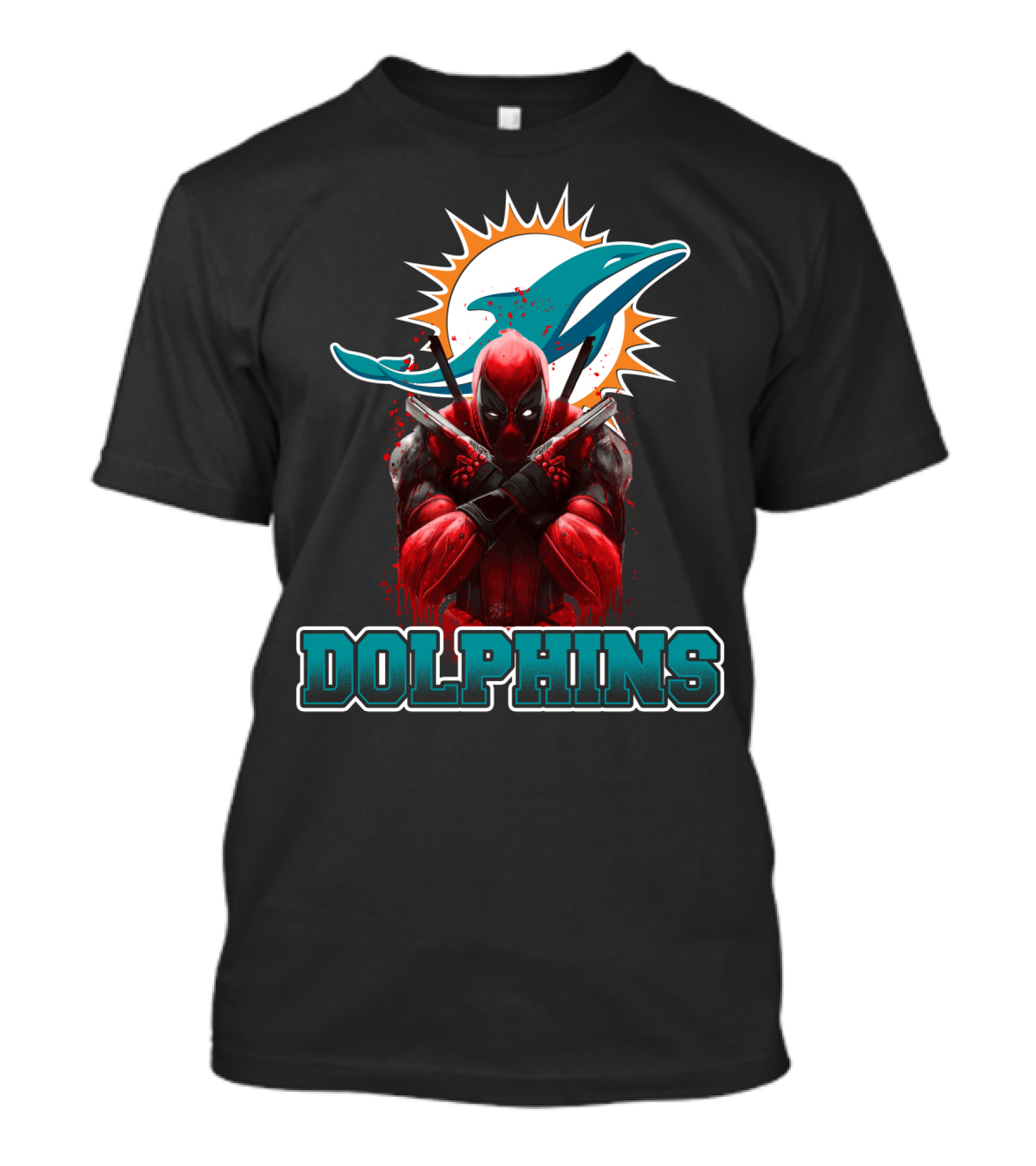 Miami Dolphins Logo And Deadpool Crossover Fans T-Shirt