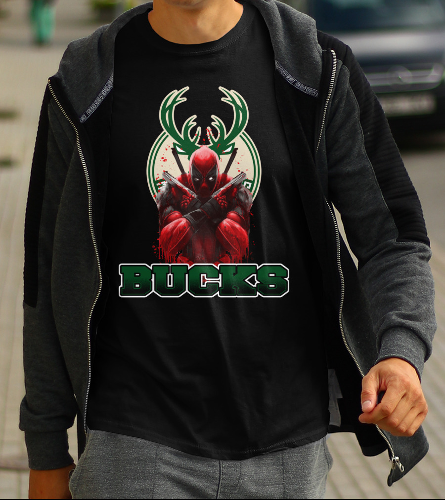 Milwaukee Bucks Deadpool Fandom Crossover Iconic Collaboration T-Shirt