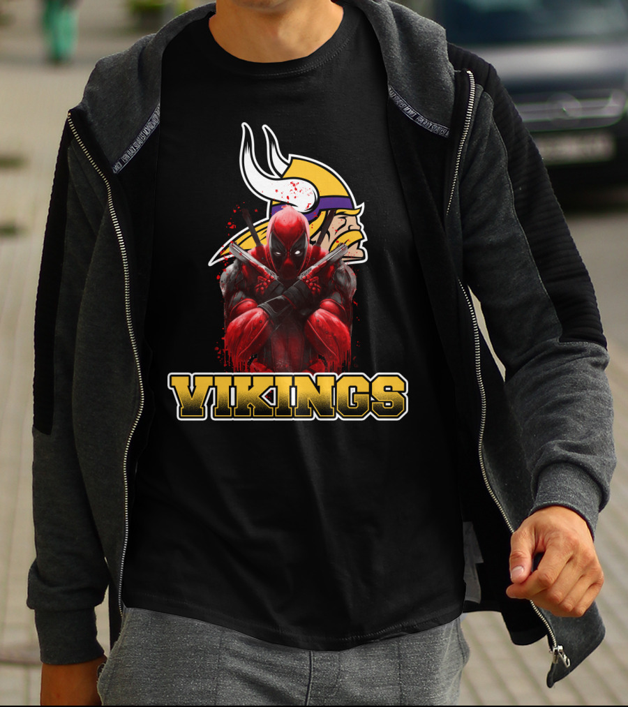 Minnesota Vikings And Deadpool Crossover Fans Unite T-Shirt