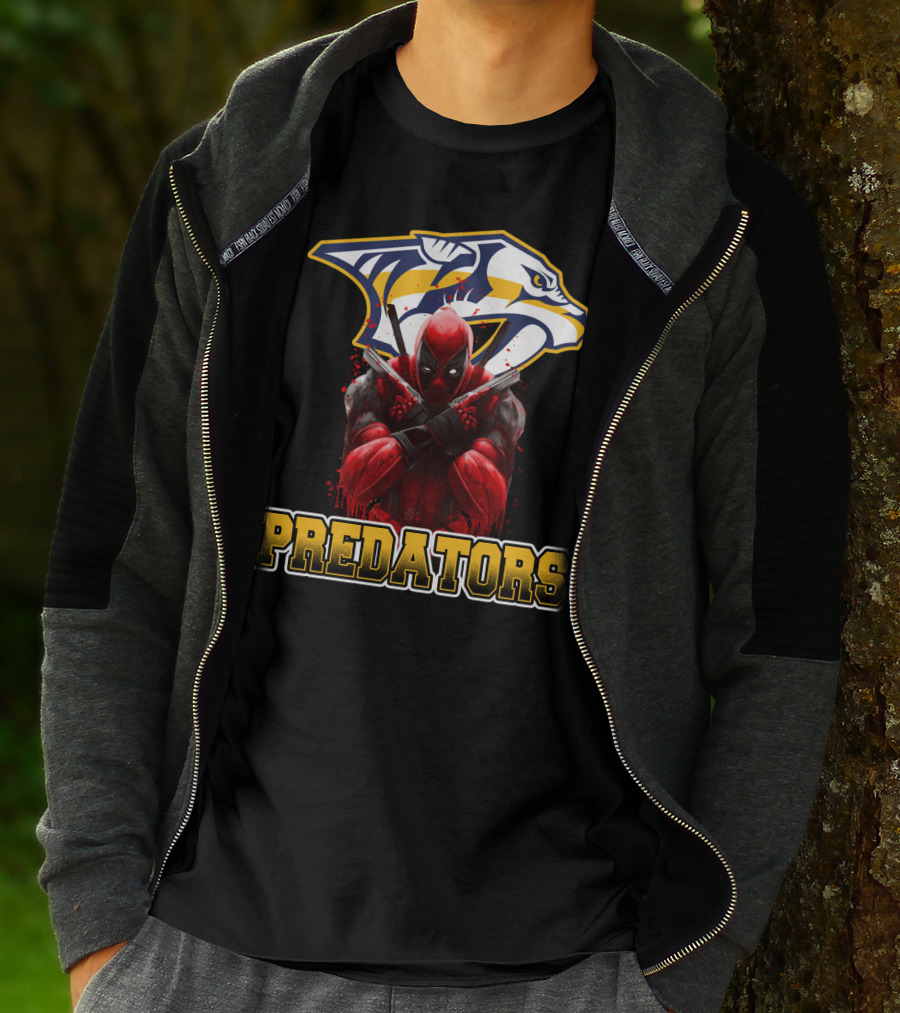 Nashville Predators Deadpool Crossover Predators Logo Deadpool Character T-Shirt