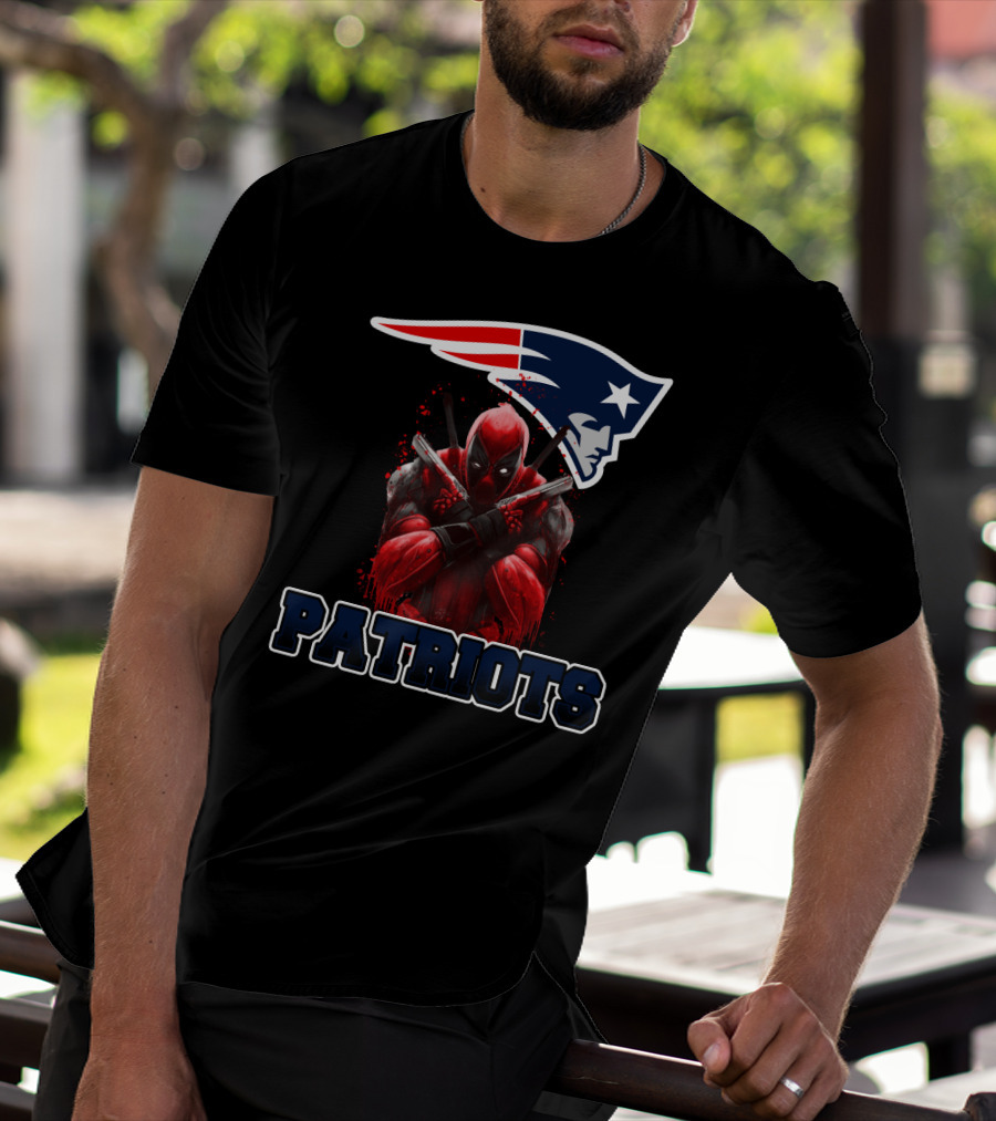 Patriots Deadpool Crossover With New England Patriots Logo Featuring Marvel Character T-Shirt