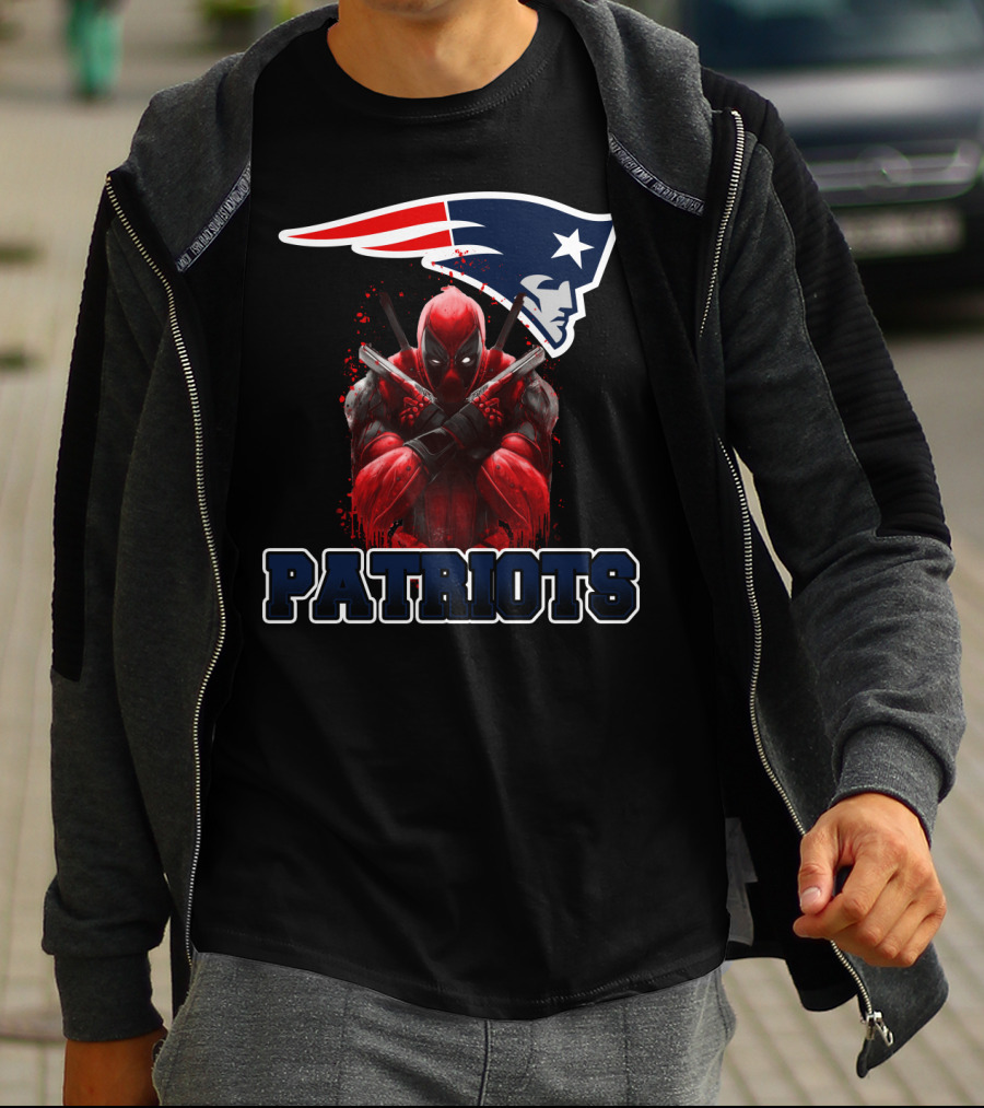 Patriots Deadpool Crossover With New England Patriots Logo Featuring Marvel Character T-Shirt